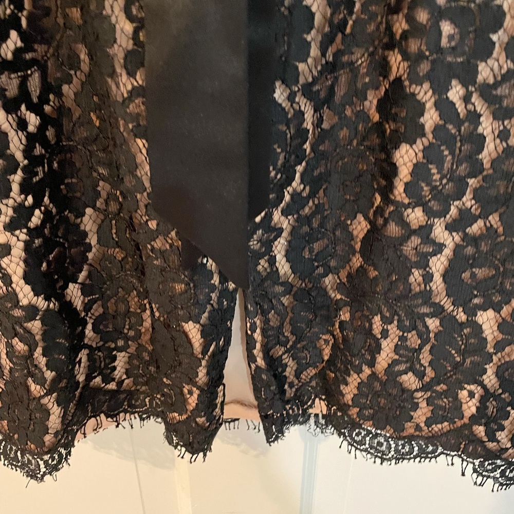 Donna Rico Black Lace Dress w/ Champagne Colored Underneath and Exquisite Detail - Picture 7 of 9